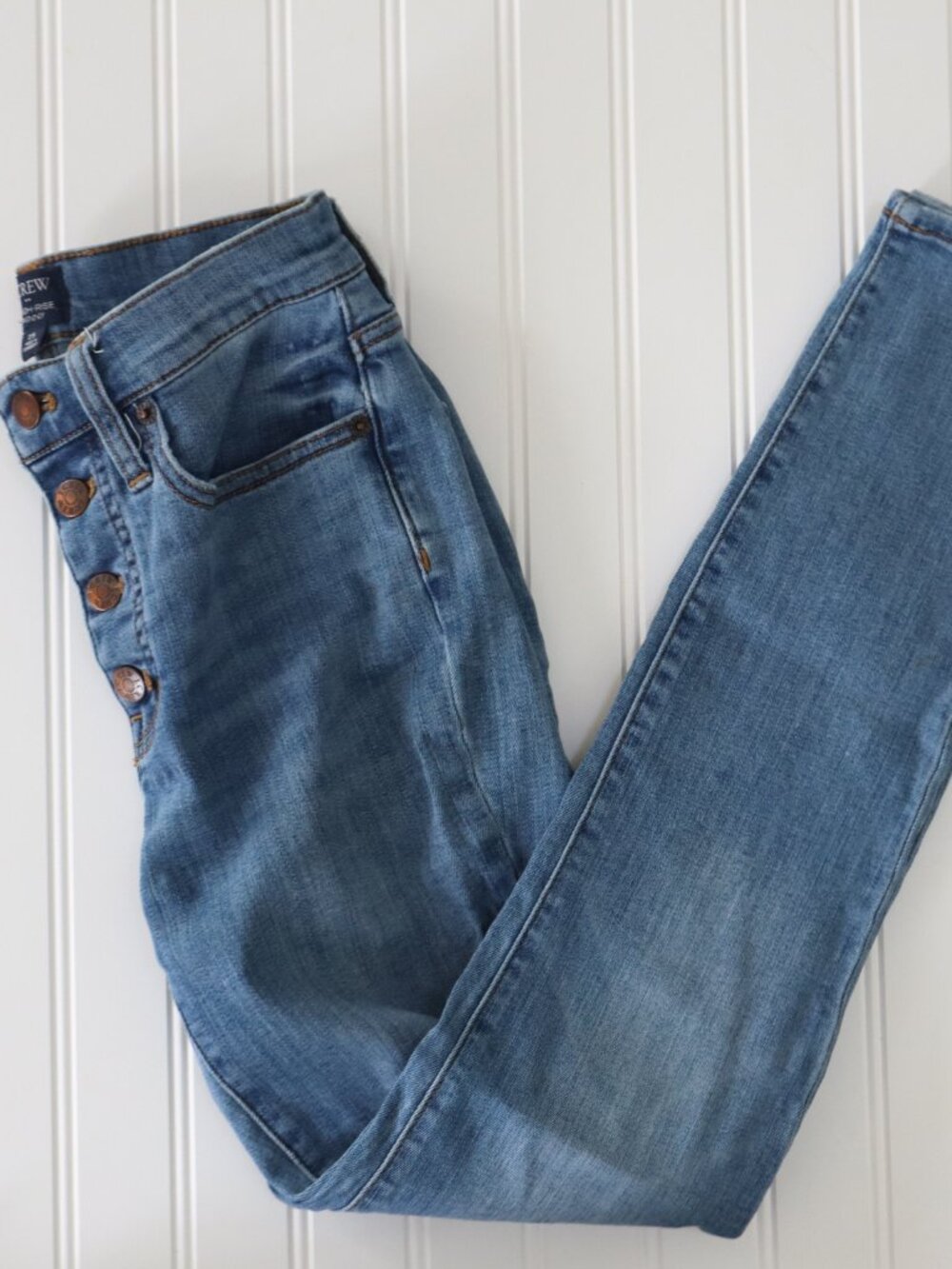 J.Crew 9" High Rise Skinny Jeans Size 25 Button Fly Light Wash